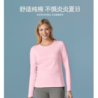 180克女款純棉圓領長袖T恤，女士T恤，體恤定制，坯衫客