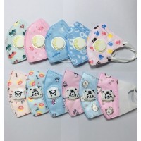 兒童kn95口罩帶閥 卡通印花透氣戶外防塵防飛沫口罩兒童口罩