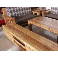 定制老榆木茶幾實(shí)木沙發(fā)成套新中式客廳家具